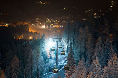 High angle view of illuminated city at night