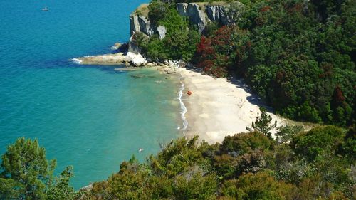 Scenic view of sea against blue sky