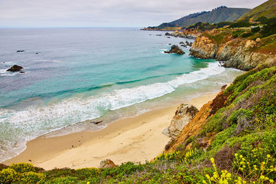 Scenic view of beach against sky