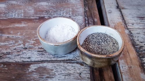 High angle view of food on table