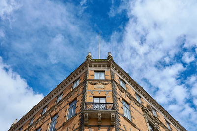 A house against a cloudy blue of stockholm, sweden.