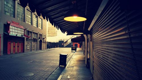 Illuminated street lights at night