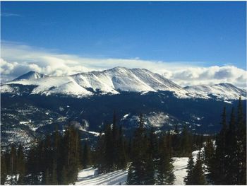 Scenic view of mountains against sky during winter