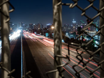 Light trails on city at night