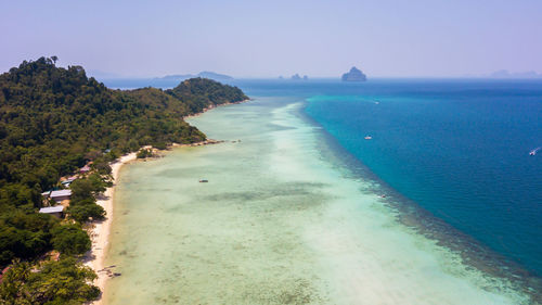 Aerial view of koh kradan, trang thailand.the untouched natural beauty of the beach,