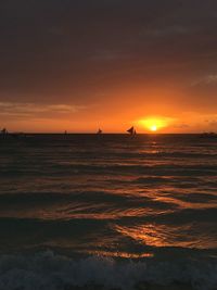 Scenic view of sea during sunset