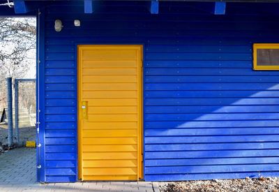 Closed door of building