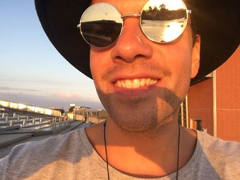 Close-up of man wearing sunglasses