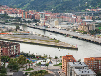 High angle view of townscape