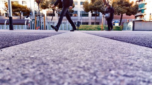 Surface level of road along city street