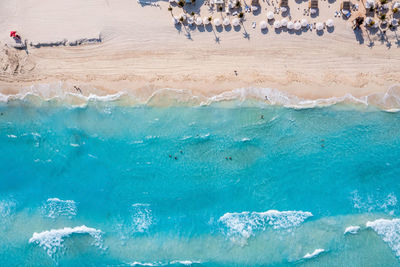 Aerial view of punta norte beach, cancun, mexico.