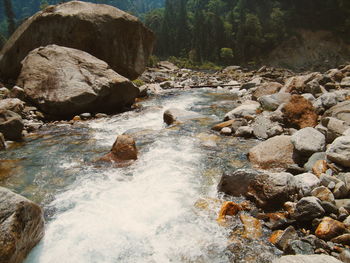 Water flowing through rocks