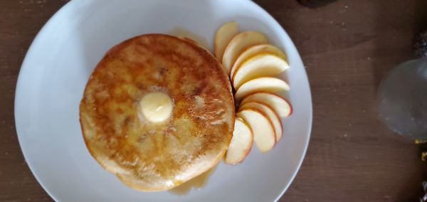 High angle view of breakfast on table