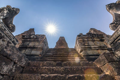 Low angle view of historic temple against sky