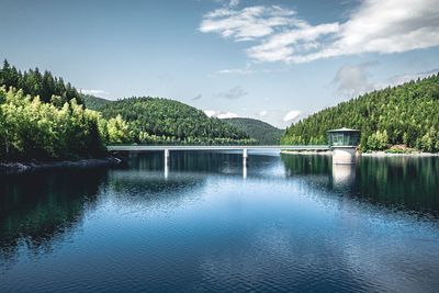 Scenic view of lake against sky