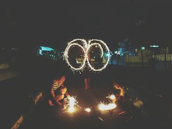 Illuminated light painting at night