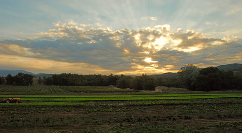 Scenic view of landscape against cloudy sky