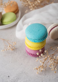 Stack of macarons, macaroons french cookie