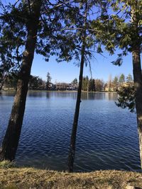 Scenic view of lake against sky