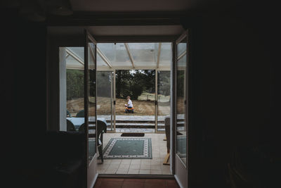 View of building through window