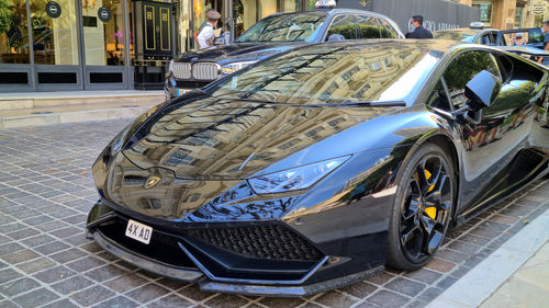 Cars on street in city