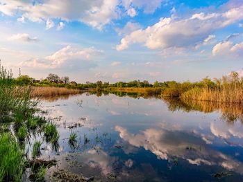 Scenic view of lake against sky