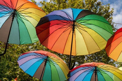Low angle view of colorful umbrella
