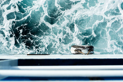 High angle view of boat in sea