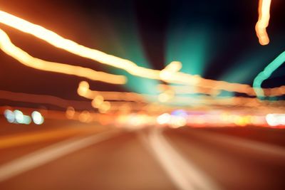 Defocused image of light trails at night