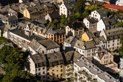 High angle view of buildings in city