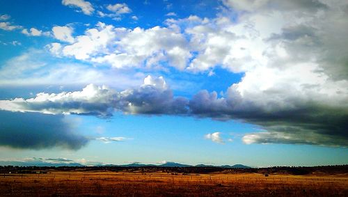 Scenic view of landscape against cloudy sky