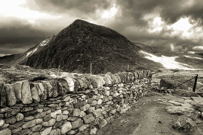 Stack of mountain against sky