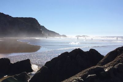 Scenic view of sea against clear sky