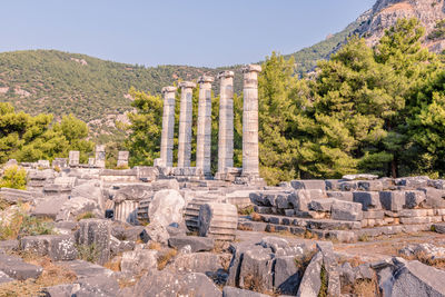 View of old ruins against clear sky