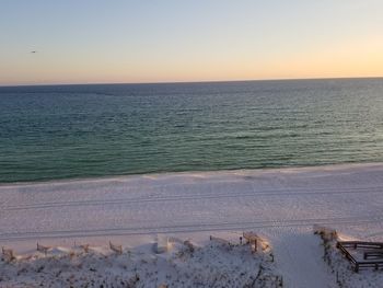 Scenic view of sea against clear sky