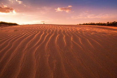 Scenic view of desert against sky during sunset