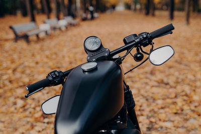 Close-up of bicycle on road