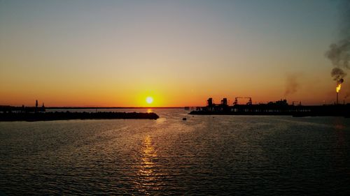 Scenic view of sunset over sea