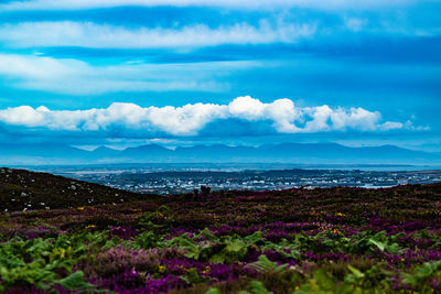 Scenic view of sea against cloudy sky