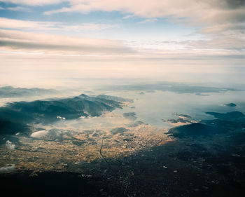 High angle view of landscape against sky