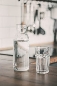 Glass of water on table