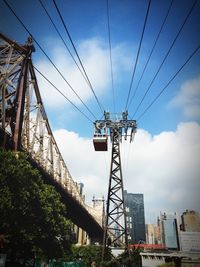 Low angle view of electricity pylon against sky