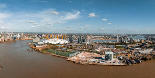 Aerial view of the millennium dome in london.