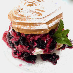 Close-up of cake served in plate