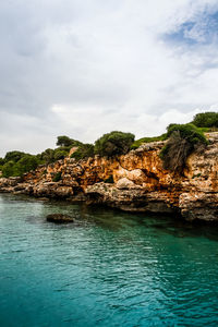 Scenic view of sea against cloudy sky