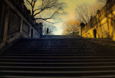 Low angle view of built structure at sunset