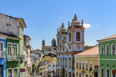 Historic buildings and baroque churches in the famous pelourinho neighborhood in salvador, bahia