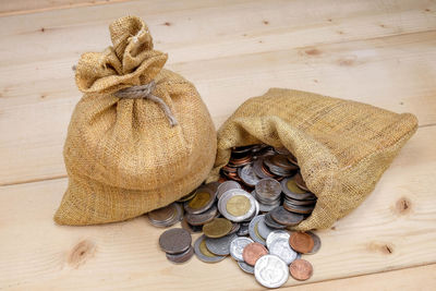 Close-up high angle view of table