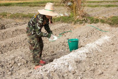 Woman working in farm