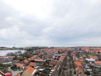 High angle view of townscape against sky